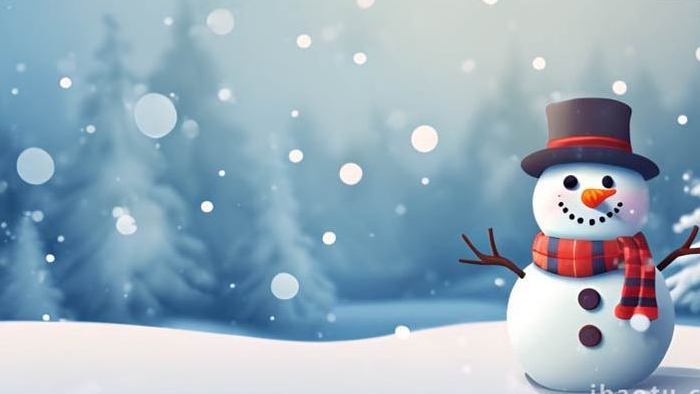 快乐可爱的雪人插画背景视频