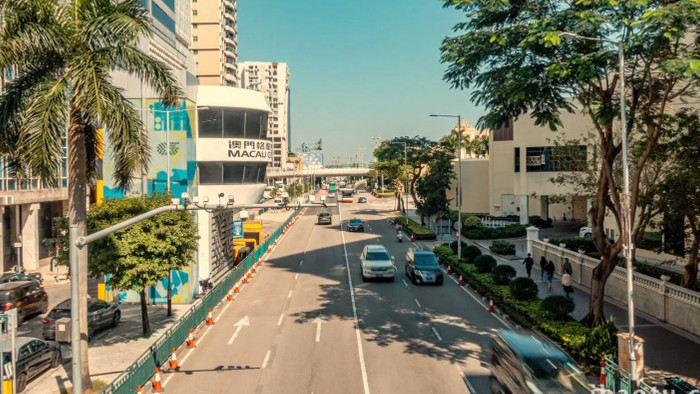 澳门友谊大马路街景车流延时