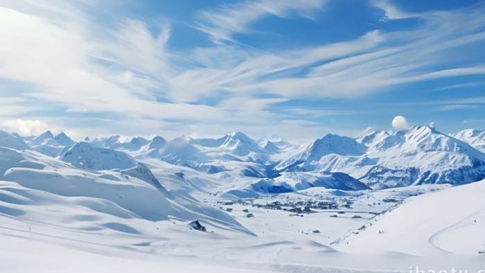 冬天滑雪度假胜地雪背景视频