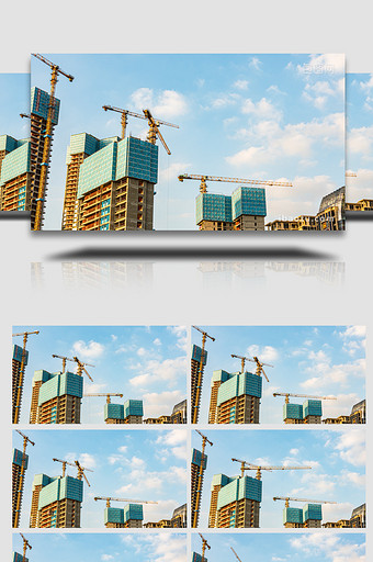 城市建设塔吊施工特写实拍延时图片