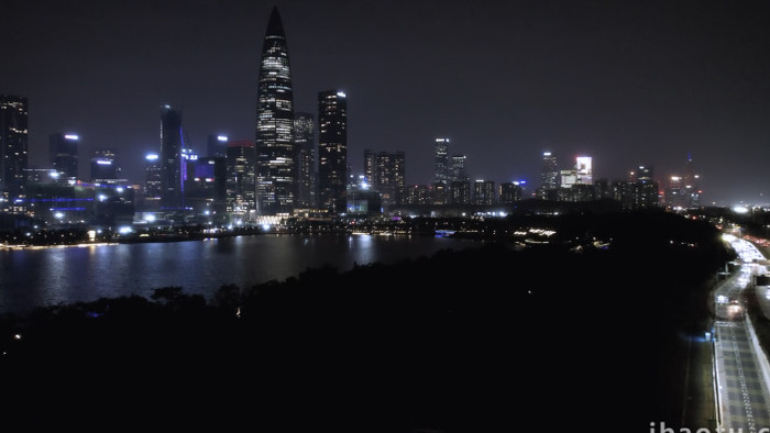 深圳人才公园地标夜景航拍视频