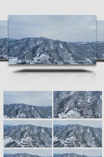 自然风光冬季高山森林雪景航拍图片