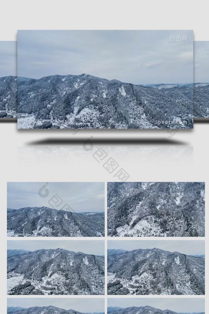 自然风光冬季高山森林雪景航拍