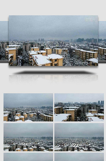 冬日下雪城市雪景航拍图片