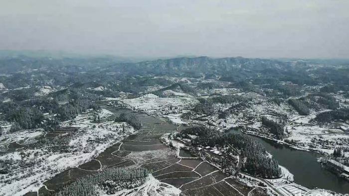 冬日农田雪景航拍