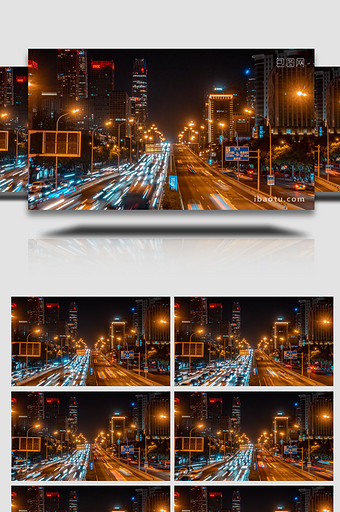 北京国贸桥车水马龙夜景延时图片