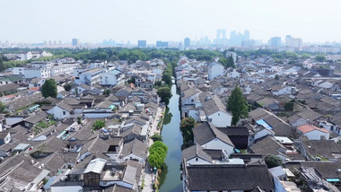 苏州平江路历史街区风光航拍