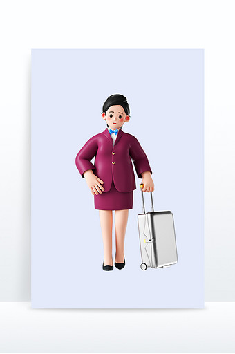 3D立体空姐人物形象图片