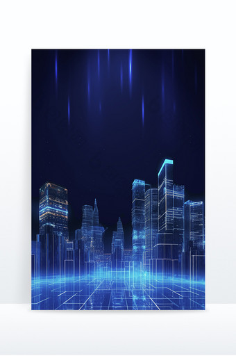 蓝色科技感商务城市背景图片