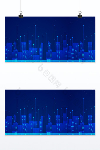 蓝色科技感城市线条背景图片