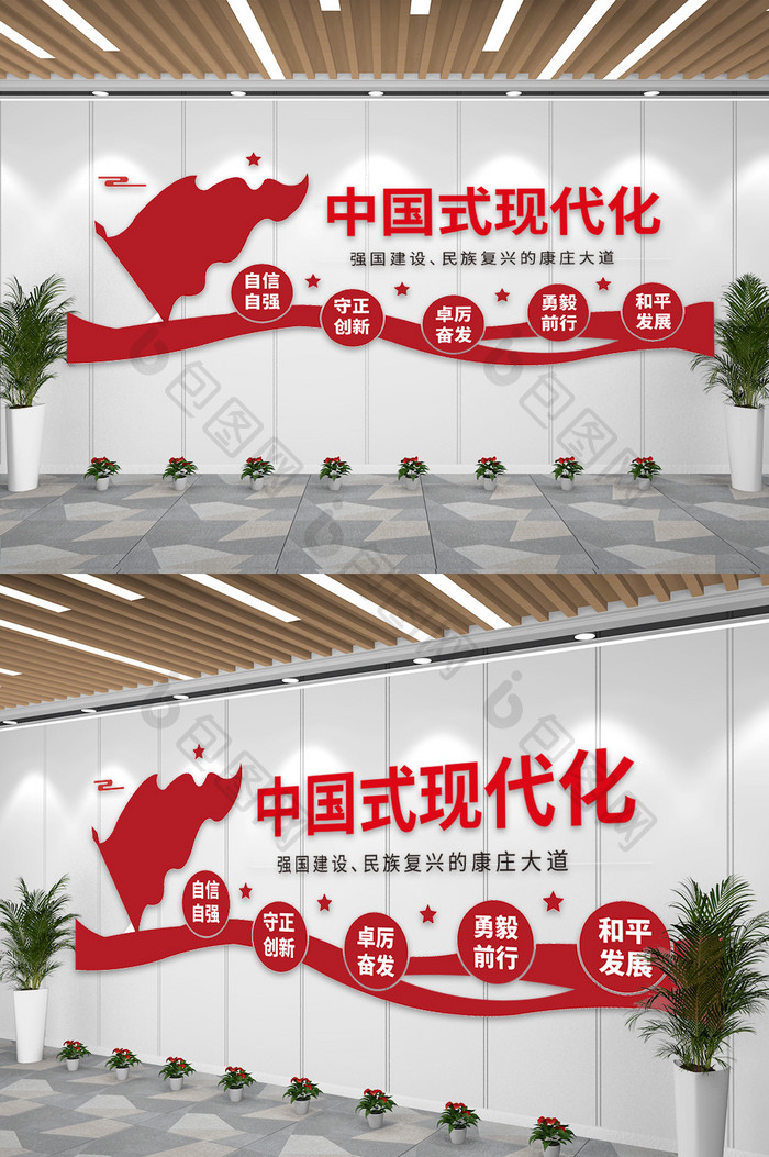 红色中国式现代化党建文化墙