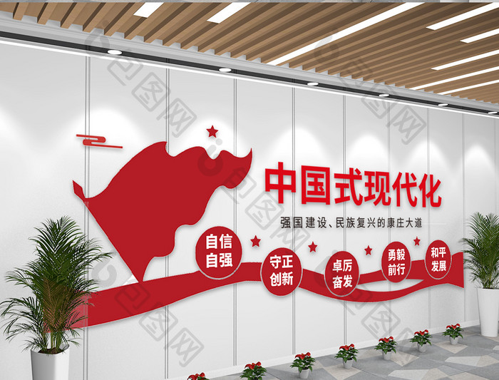 红色中国式现代化党建文化墙