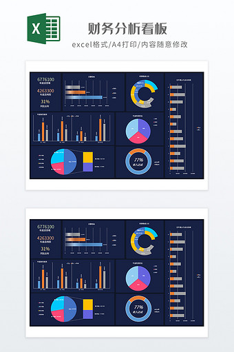 深色调财务分析看板图片