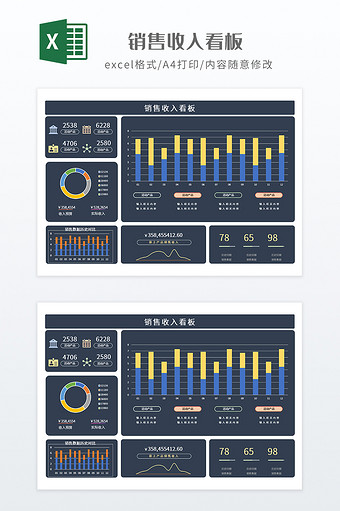 深色销售收入看板图片