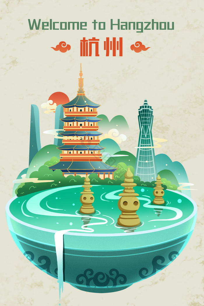 杭州地标图片-杭州地标素材免费下载-包图网