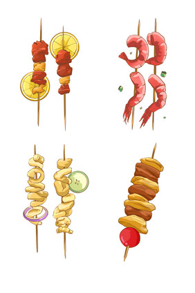 烤串烧烤国潮手绘串串烧