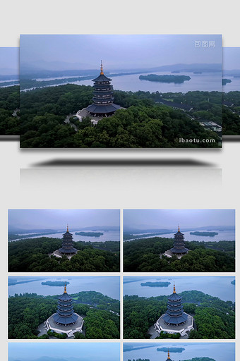 杭州雷峰塔西湖景区4K航拍图片