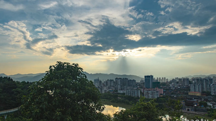 震撼三明市俯瞰全景实拍视频