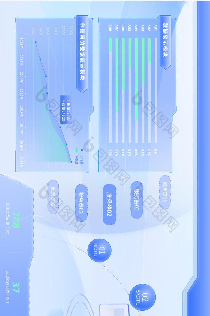 蓝色科技浅色可视化数据超级大屏-包图网