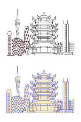 彩色天际线深圳城市元素