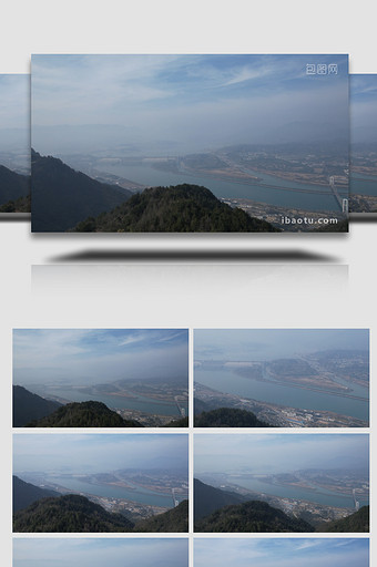 自然风光西陵峡眺望三峡大坝航拍图片