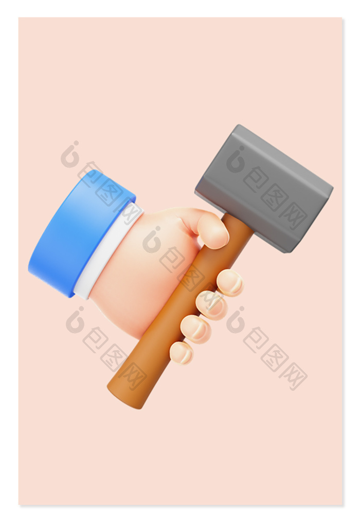 【3d手拿工具榔头】图片下载-包图网