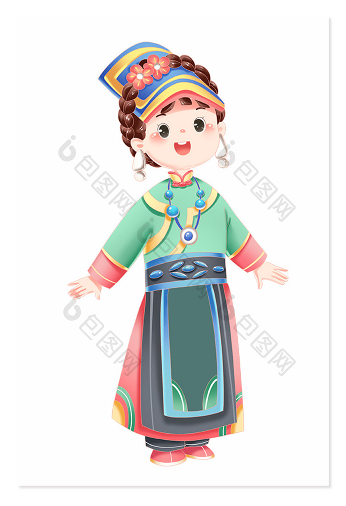 少数民族羌族女孩民族服饰形象