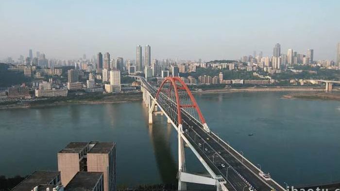 重庆嘉陵江菜园坝大桥航拍