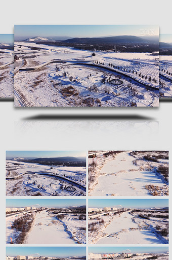 内蒙古根河迎宾路公园冬天航拍图片