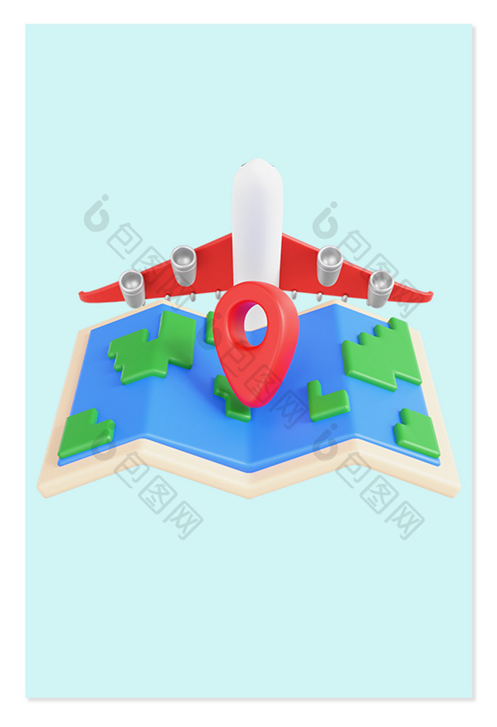 3D航空模拟旅游图标飞机地图