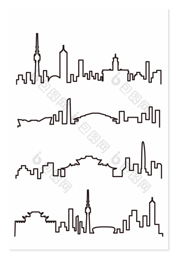 武汉城市天际线矢量元素
