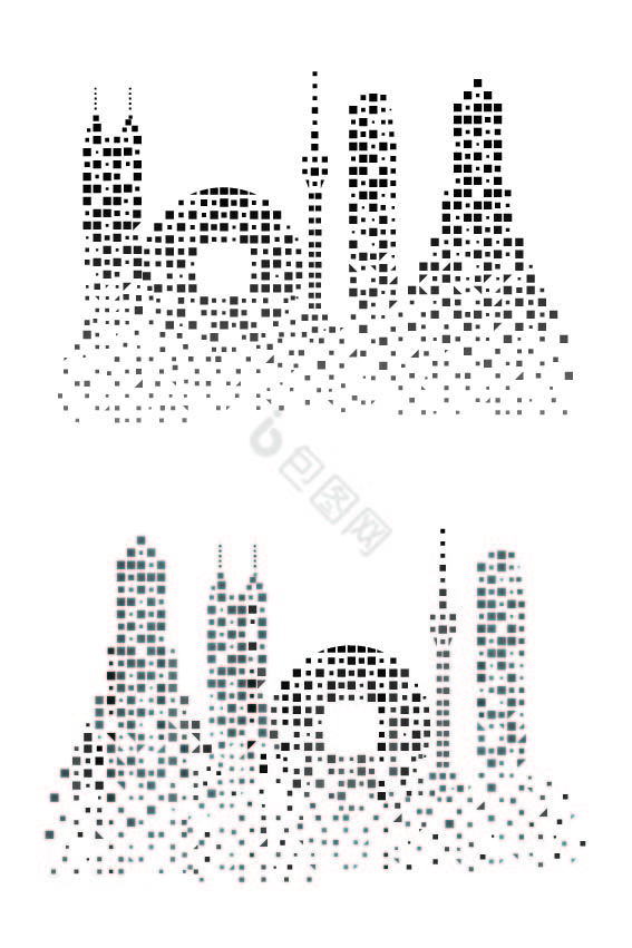 方块粒子城市图片
