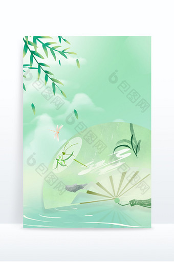 夏季中国风古风扇子背景图片