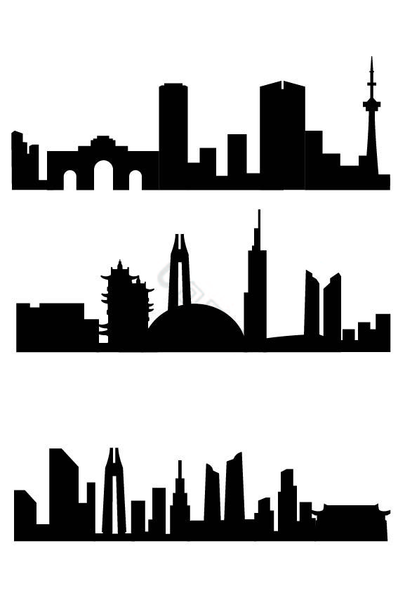 南京城市建筑剪影图片