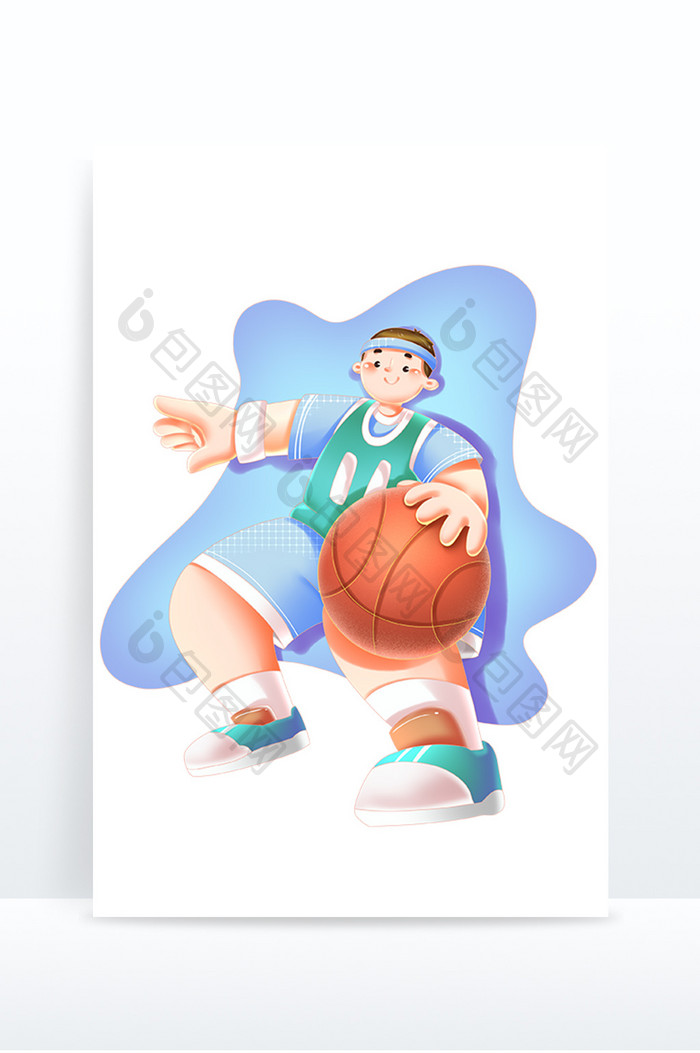 青年节运动打篮球男青年人物形象