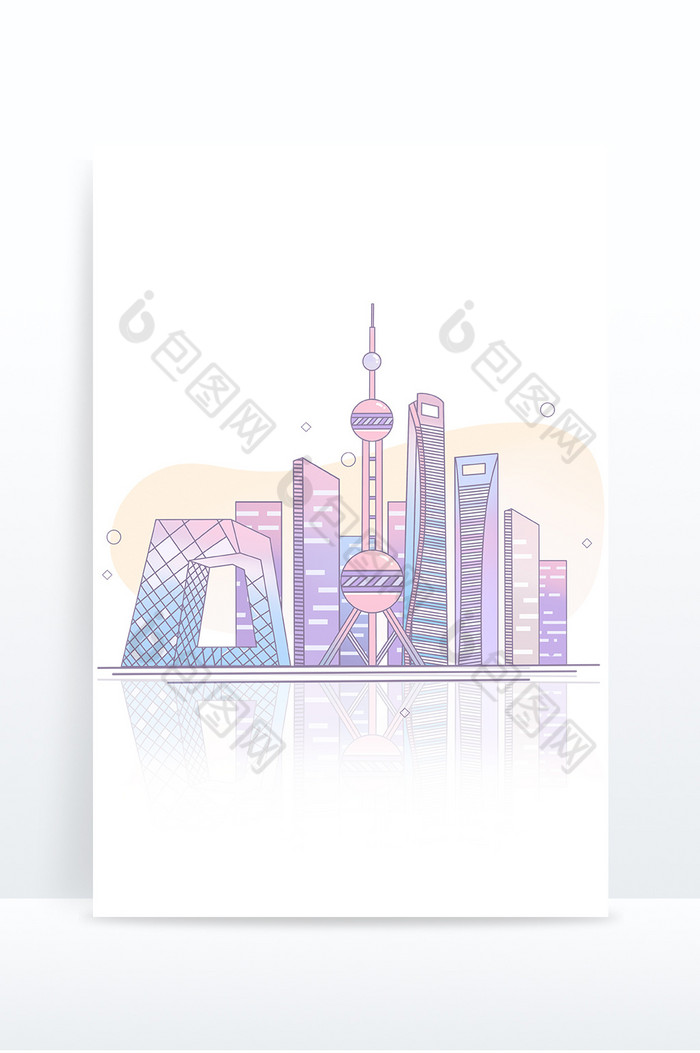 北京城市地标集合粉色图片