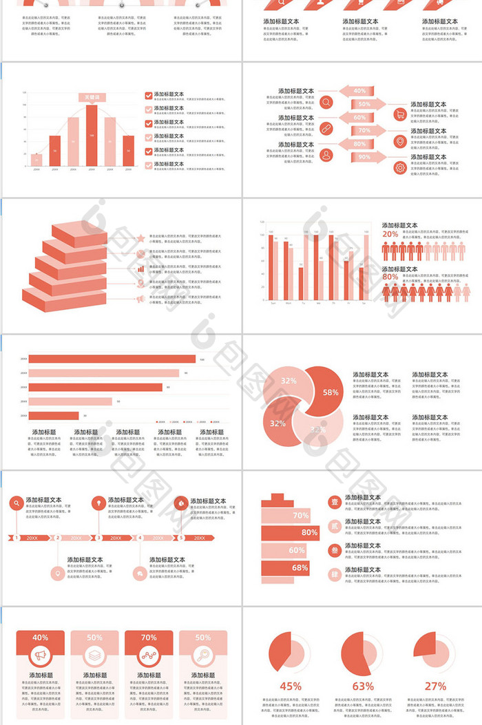橙色可视化PPT图表
