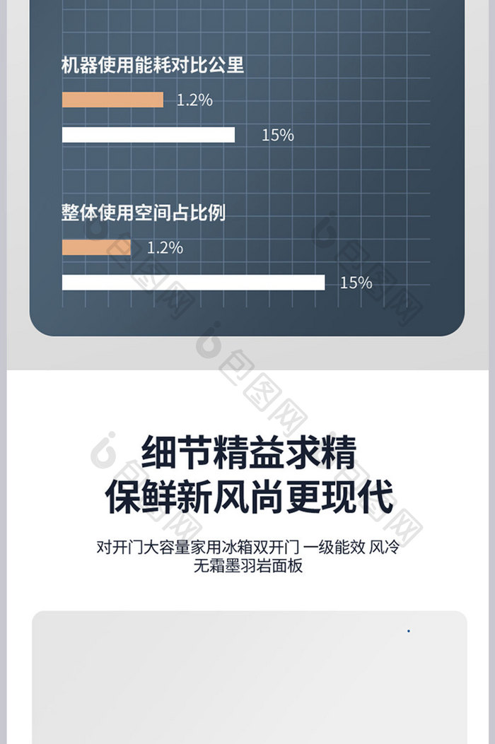 对开门冰箱详情电器描述设计模板