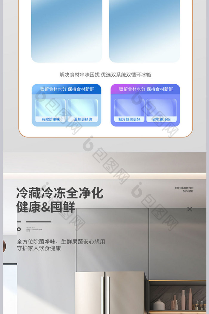 对开门冰箱详情电器描述设计模板