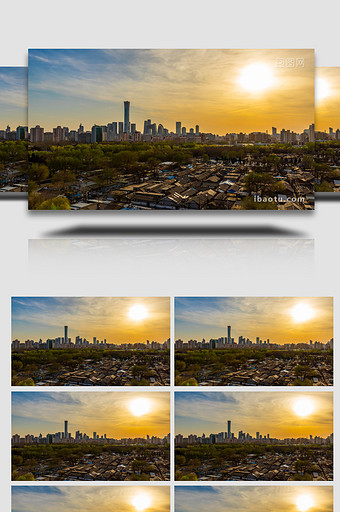 北京国贸cbd落日晚霞延时实拍图片