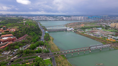 大气航拍四川绵阳市水坝实拍