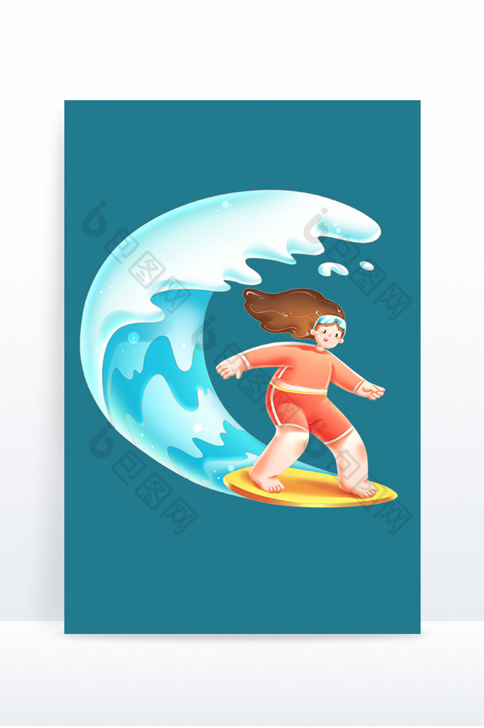 女孩夏日暑假水上冲浪形象图片图片