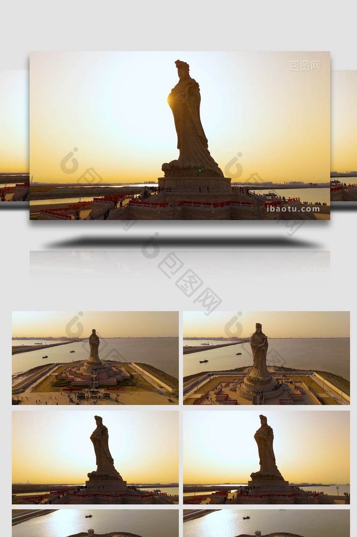 天津妈祖文化园雕像航拍