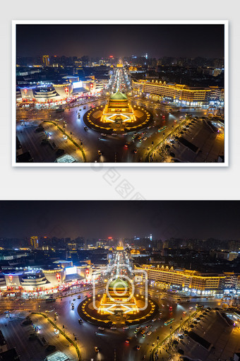 陕西西安钟楼夜景图片