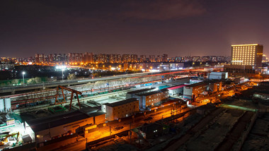 北京京通高速夜晚流流光实拍延时