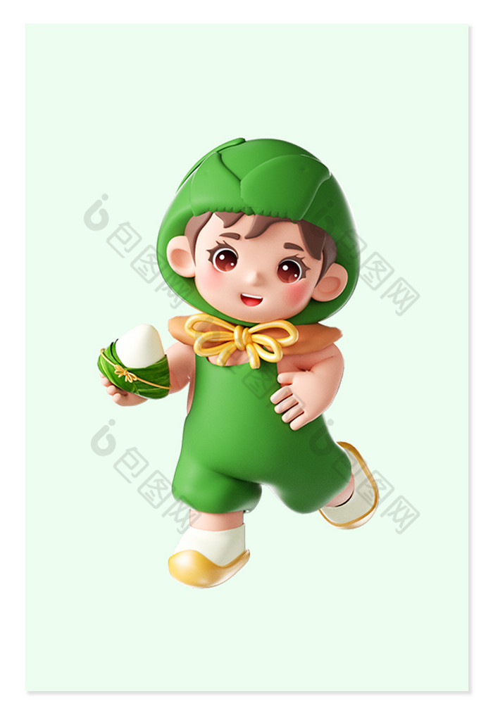 3d端午节可爱粽子小孩人物形象