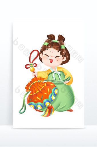 中国风端午节女孩五色线端午香囊图片