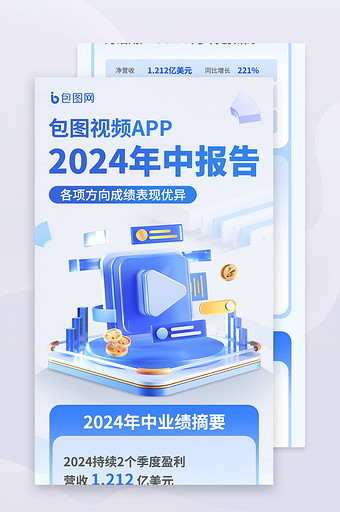 视频app年中报告财报信息长图图片
