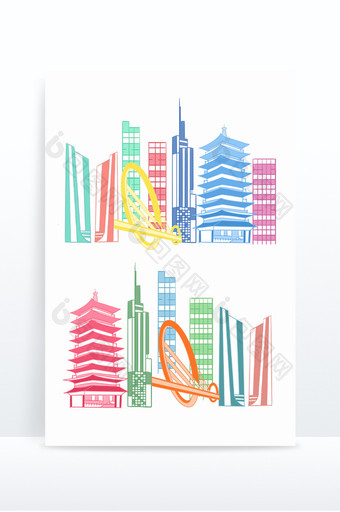 江苏南京旅游城市手绘建筑图片