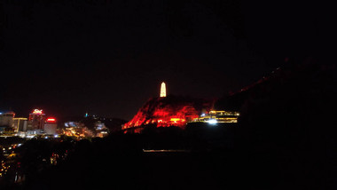 延安宝塔山5A景区夜景航拍视频
